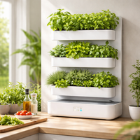 Hydroponic Herb Garden Designed for Indoor Growing, 3-Tier Wall Mount, Smart Reservoir, LED Lighting System